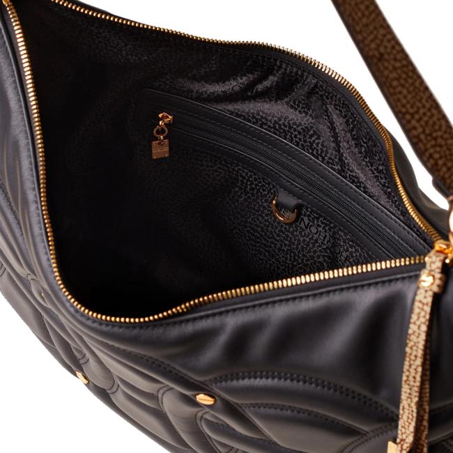 Borbonese Rondo' Borsa Hobo Medium Nero OP Naturale - 4