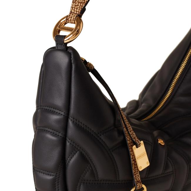 Borbonese Rondo' Borsa Hobo Medium Nero OP Naturale - 5