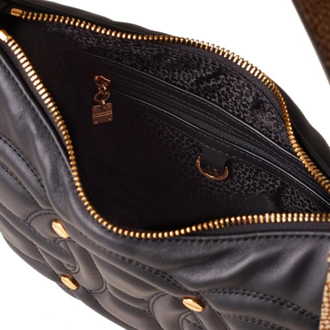 Borbonese Rondo' Borsa Hobo Small Nero OP Naturale - 4