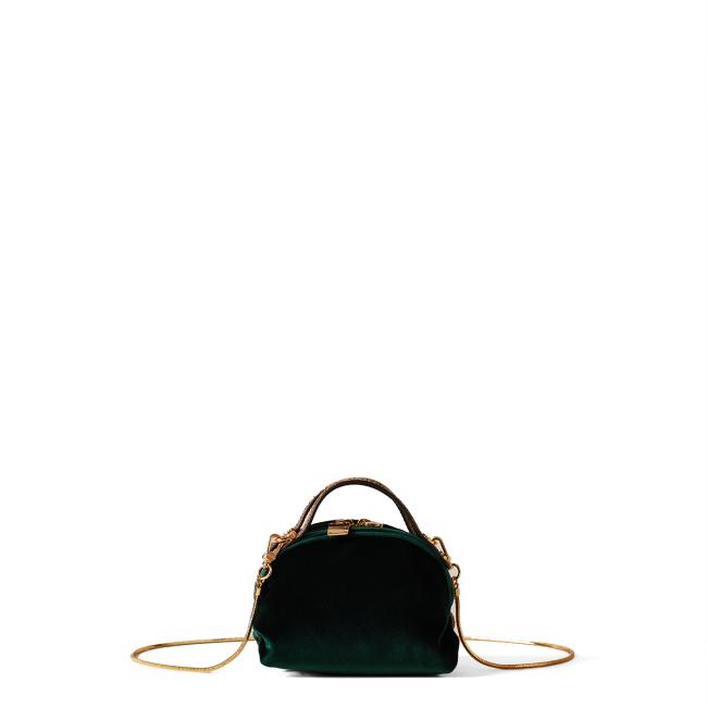 Borbonese Mini Sexy Bag in velluto Alloro OP Naturale - 1