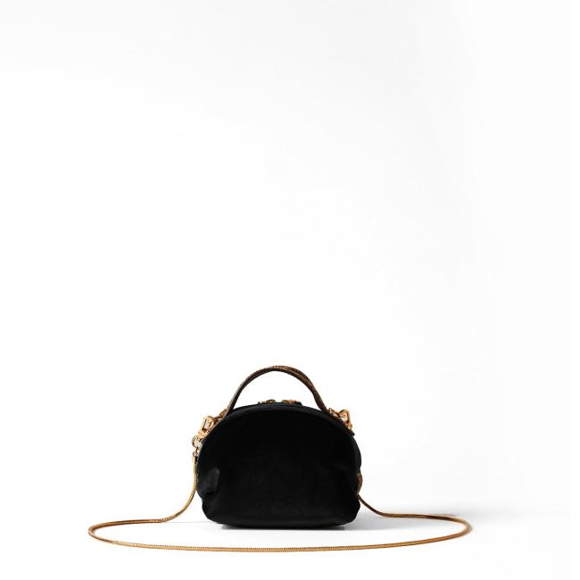 Borbonese Mini Sexy Bag in velluto Nero OP Naturale - 3