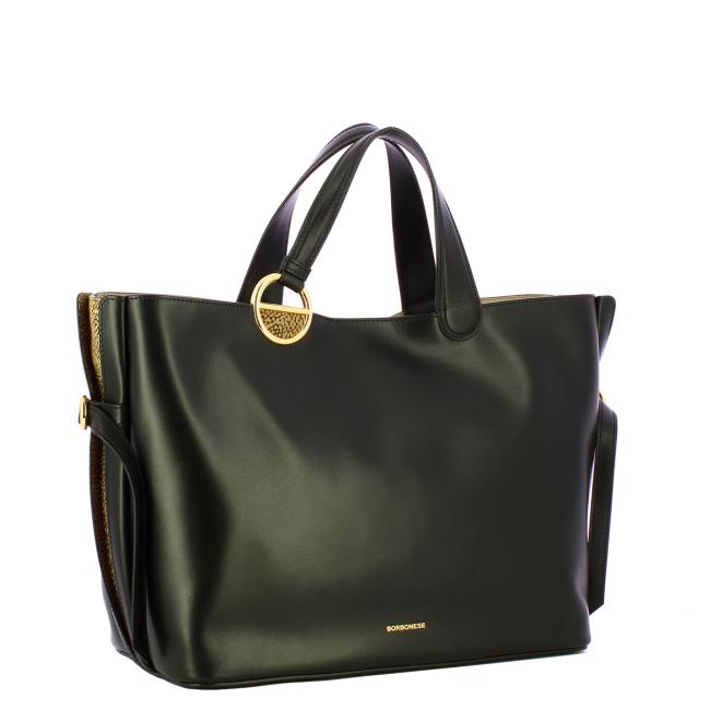 Borbonese Borsa a mano Bridle Medium Nero OP Naturale - 2