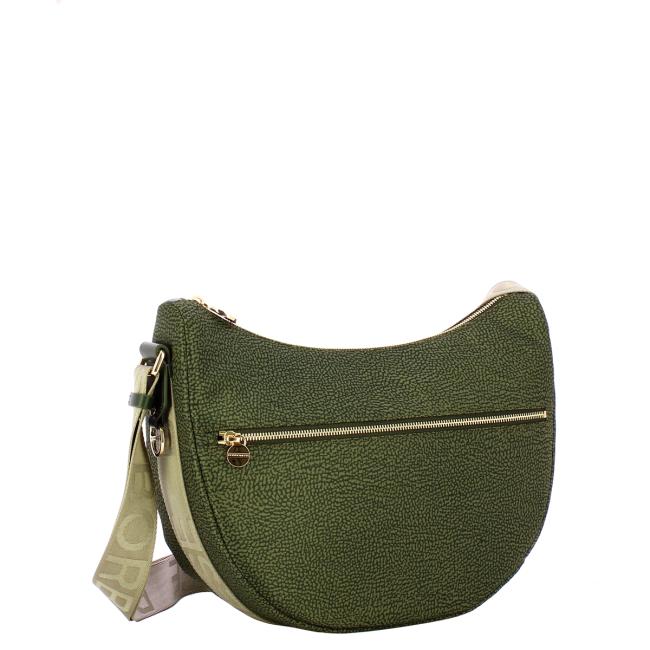 Borbonese Borsa Luna Bag Middle con taschino in Nylon Riciclato Alloro - 2