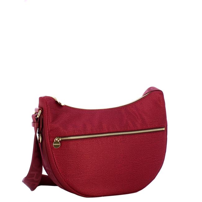 Borbonese Borsa Luna Bag Middle con taschino in Nylon Riciclato Merlot - 2