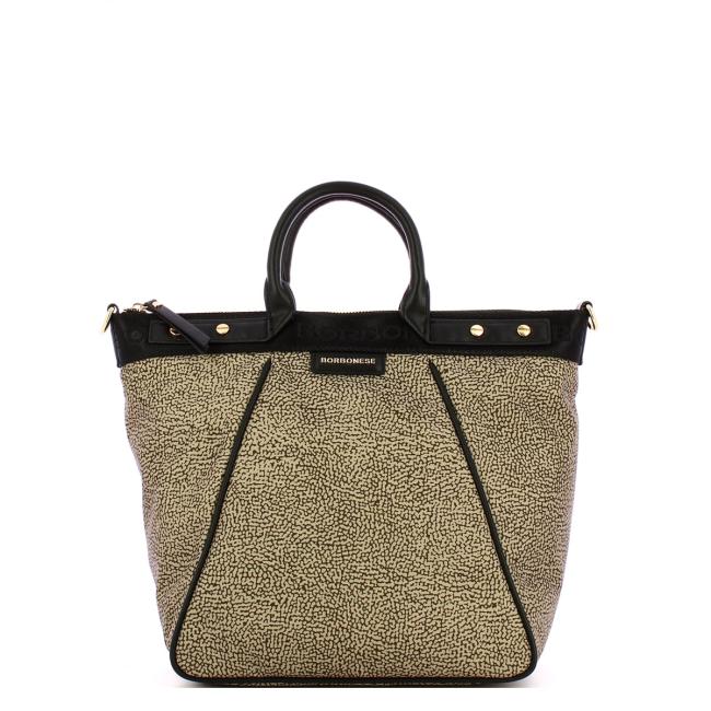 Borbonese Borsa Trapezio Small OP Naturale Nero - 1