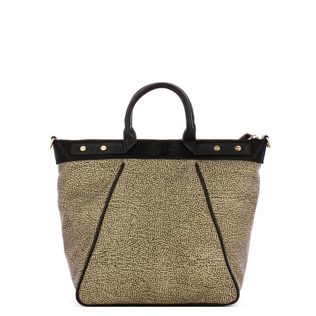 Borbonese Borsa Trapezio Small OP Naturale Nero - 3