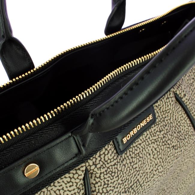 Borbonese Borsa Trapezio Small OP Naturale Nero - 5