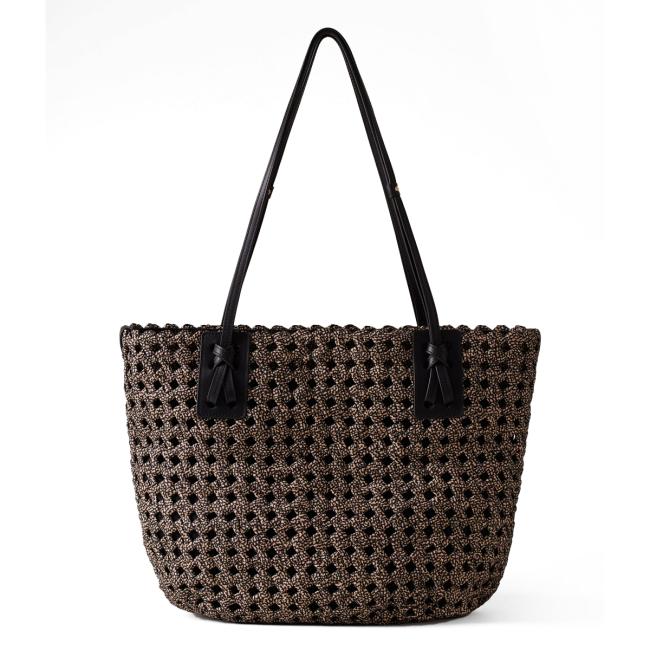 Borbonese Borsa shopping La Nido OP Naturale Nero - 3