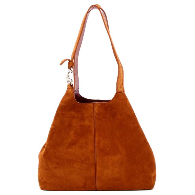 Coccinelle C-Easy Suede Cognac Shoulder Bag - 1