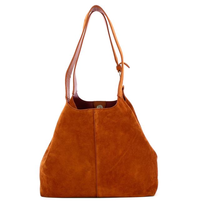 Coccinelle C-Easy Suede Cognac Shoulder Bag - 3