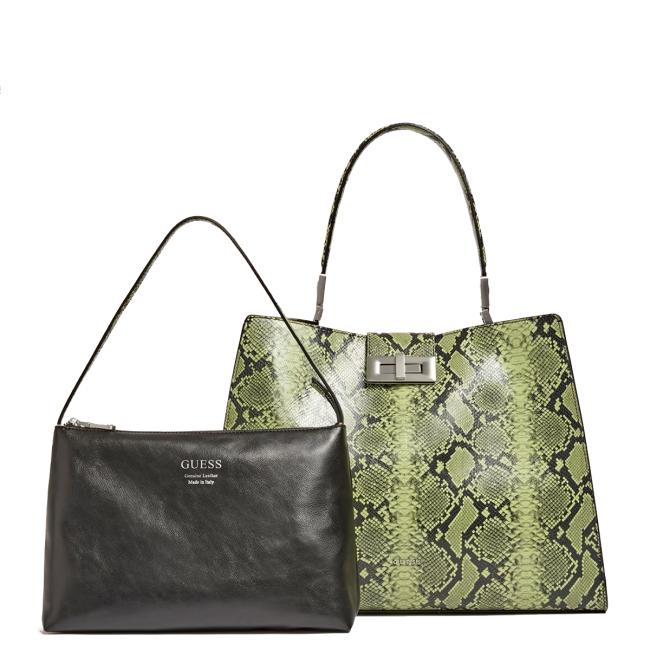 Guess Borsa a mano Monia in pelle pitonata Sage Green - 3