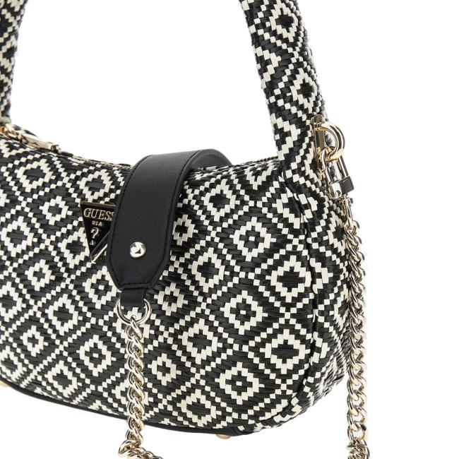 Guess Borsa a spalla Rianee in rafia Black - 4