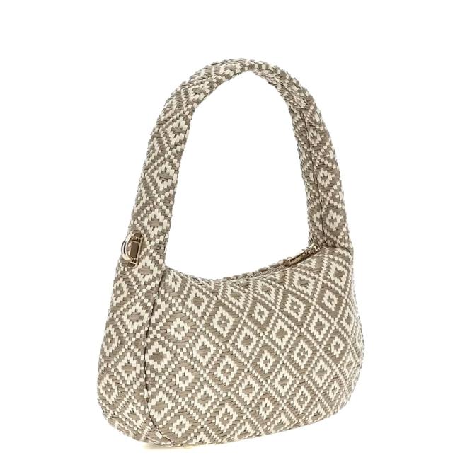 Guess Borsa a spalla Rianee in rafia Taupe - 2