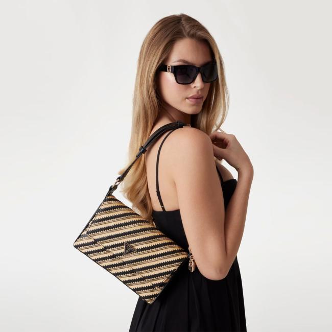 Guess Borsa a spalla Simona Natural Black - 2
