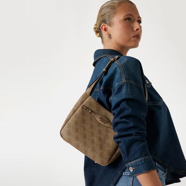 Guess Hobo Bag Mini Katya Latte Logo - 5