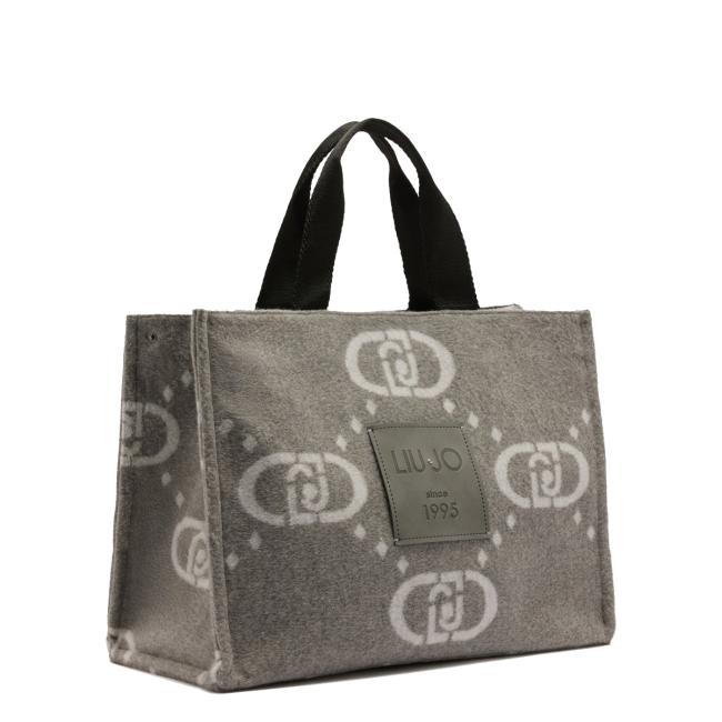 Liu Jo Shopping bag grande in feltro Grey Cloud - 2