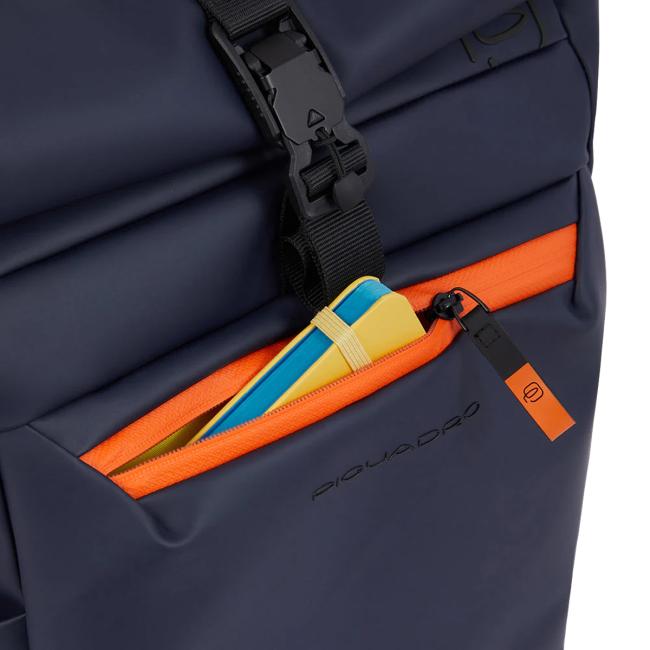 Piquadro Zaino Corner Roll-Top Porta PC 15.6" Blu - 7