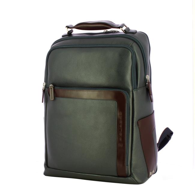 Piquadro Zaino Porta PC in pelle 15.6 Blu Marrone - 2