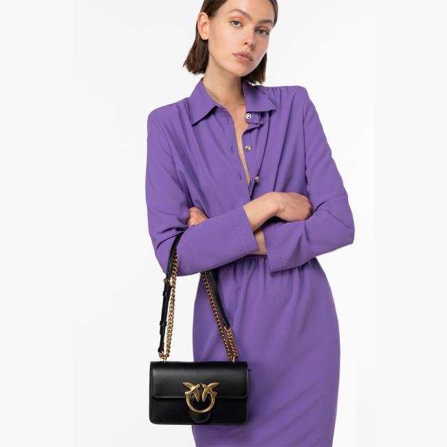 Pinko Mini Borsa a tracolla Love One Simply Nero Antique Gold - 7