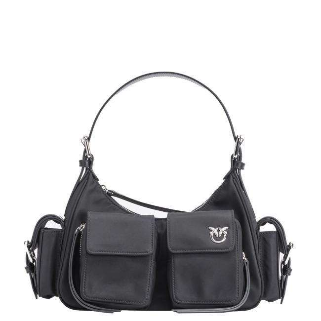 Pinko Borsa a spalla Cargo Nero Limousine Shiny Nickel - 1