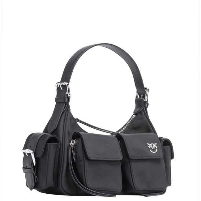 Pinko Borsa a spalla Cargo Nero Limousine Shiny Nickel - 2