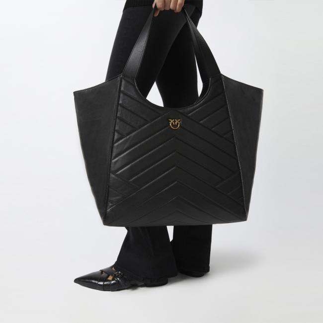 Pinko Tote Bag Puzzle Nero Antique Gold - 6