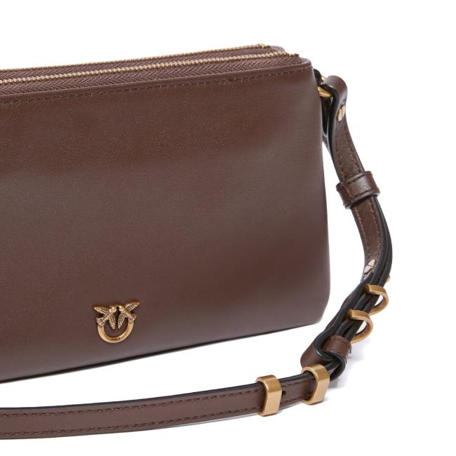 Pinko Tracollina Double Mini Marrone Castano Antique Gold - 3