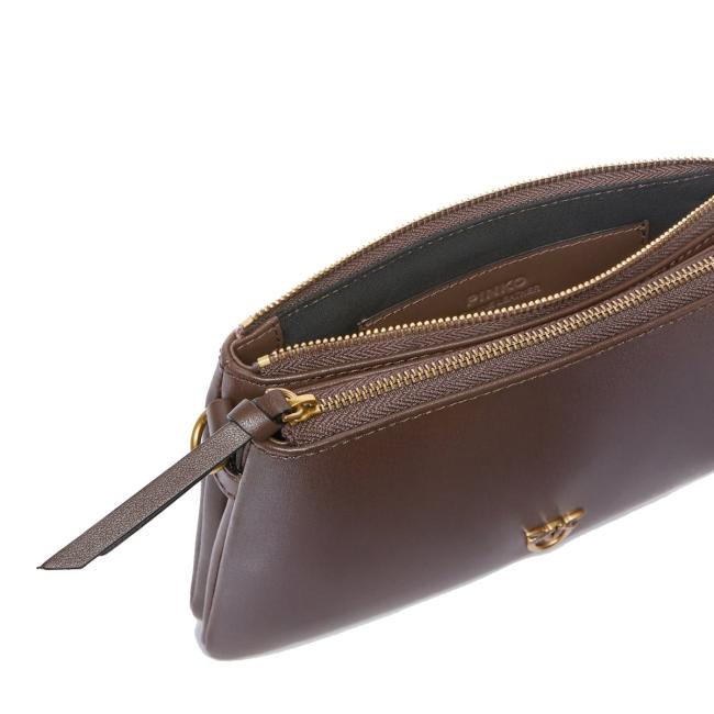 Pinko Tracollina Double Mini Marrone Castano Antique Gold - 4