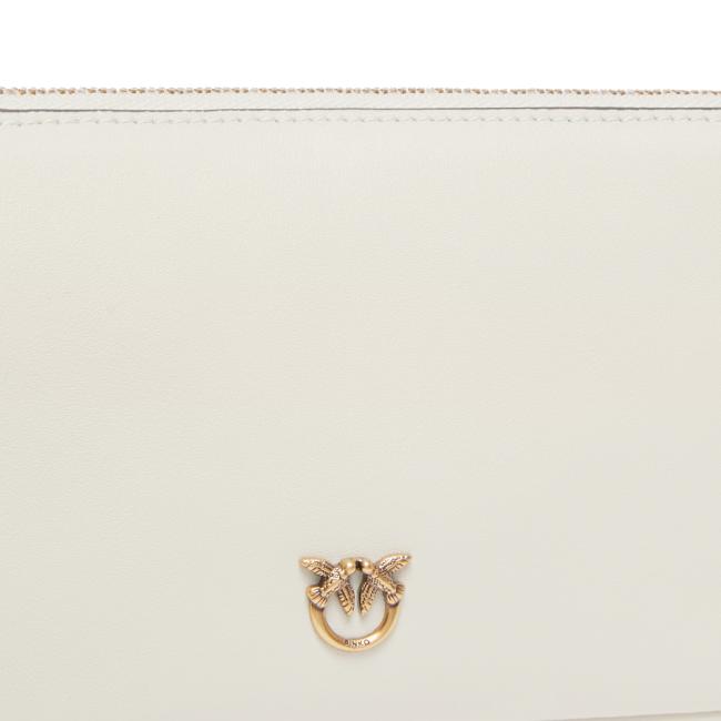 Pinko Borsa a tracolla Mini Half Moon Bianco Seta Antique Gold - 3