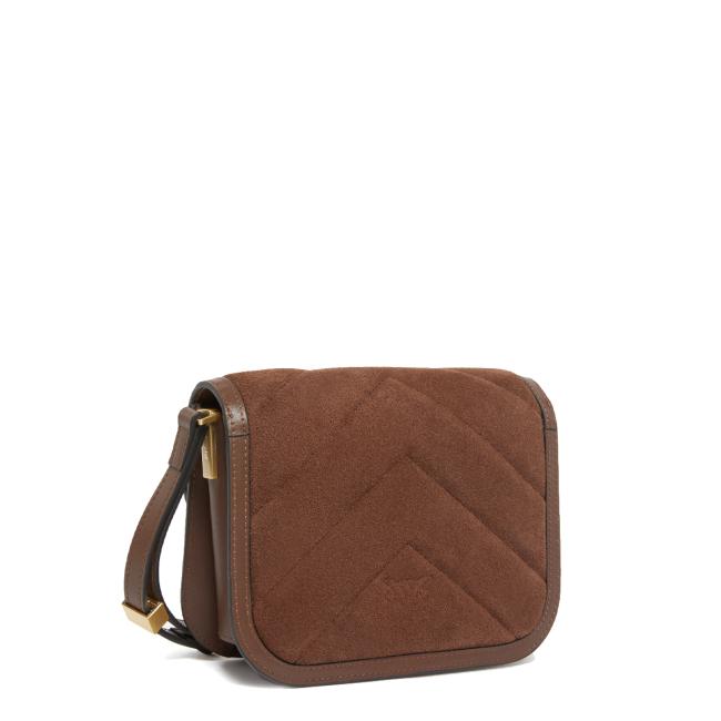 Pinko Borsa a bandoliera Love Box Small Suede Marrone Castano Matt Gold - 2