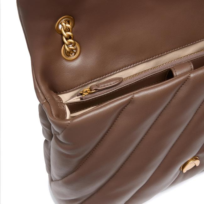 Pinko Borsa a tracolla Large Love Puff Marrone Castano Antique Gold - 4