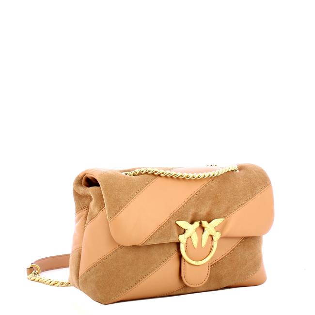 Pinko Borsa a tracolla Love Puff Suede Rosa Toast Antique Gold - 2