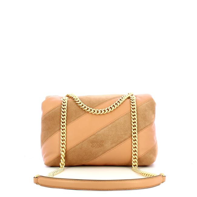 Pinko Borsa a tracolla Love Puff Suede Rosa Toast Antique Gold - 3