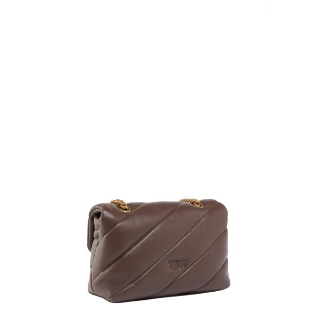 Pinko Love Puff Maxi Quilt Marrone Castano Antique Gold Mini Crossbody Bag - 2