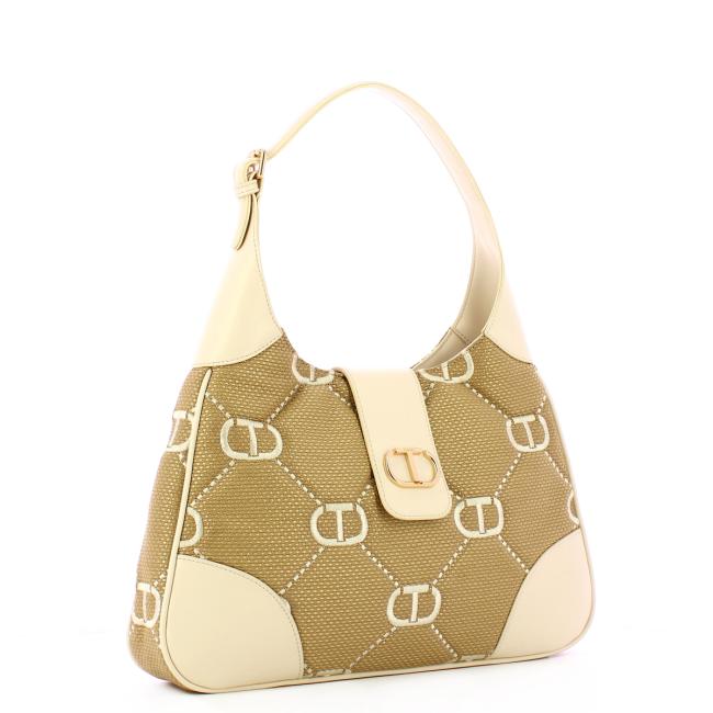 Twin Set Hobo Bag Palermo con ricamo Oval T Neve - 2