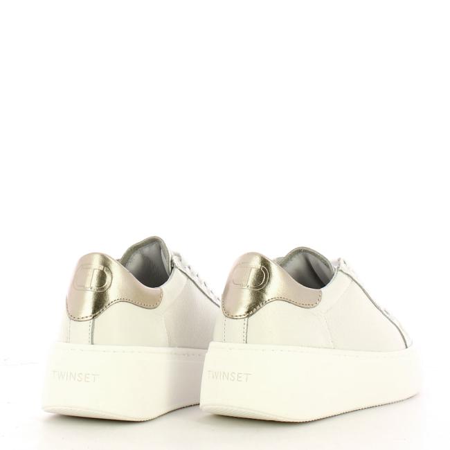 Twin Set Sneakers Flatform Bianco Ottico Oro - 3