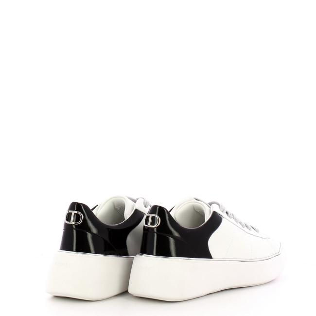Twinset Sneakers in pelle Oval T Bic. Ottico Nero - 3