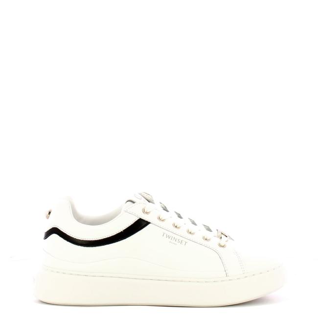 Twinset Sneakers Donna in pelle Bianco Nero - 1