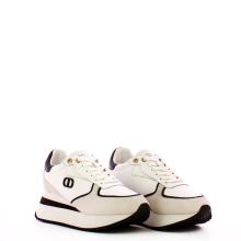 Sneakers wedge in pelle Bianco Ottico Nero