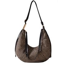 Borbonese Borsa Hobo Small OP Naturale Nero - 1