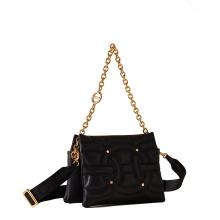 Borbonese Borsa Trifolder Mini Rondo' Nero OP Naturale - 2