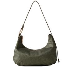 Borbonese Hobo Bag Bond Medium Verde Militare - 1