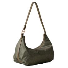 Borbonese Hobo Bag Bond Medium Verde Militare - 3