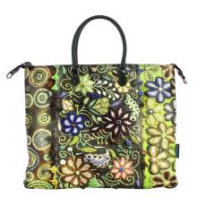 Gabs Borsa G3 Plus L Trip Pelle Bull Black Ricamo Verde Fiore - 1