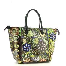 Gabs Borsa G3 Plus L Trip Pelle Bull Black Ricamo Verde Fiore - 2
