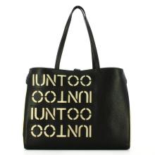 Iuntoo Shopper Media Graziosa con logo Nero Beige - 1