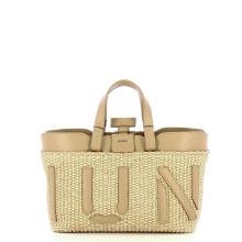 Iuntoo Sibilla Mini Logo Raffia Naturale+Cammello Shopping Bag - 1