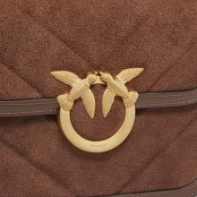 Pinko Borsa a bandoliera Love Box Small Suede Marrone Castano Matt Gold - 3