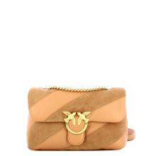 Pinko Borsa a tracolla Love Puff Suede Rosa Toast Antique Gold - 1