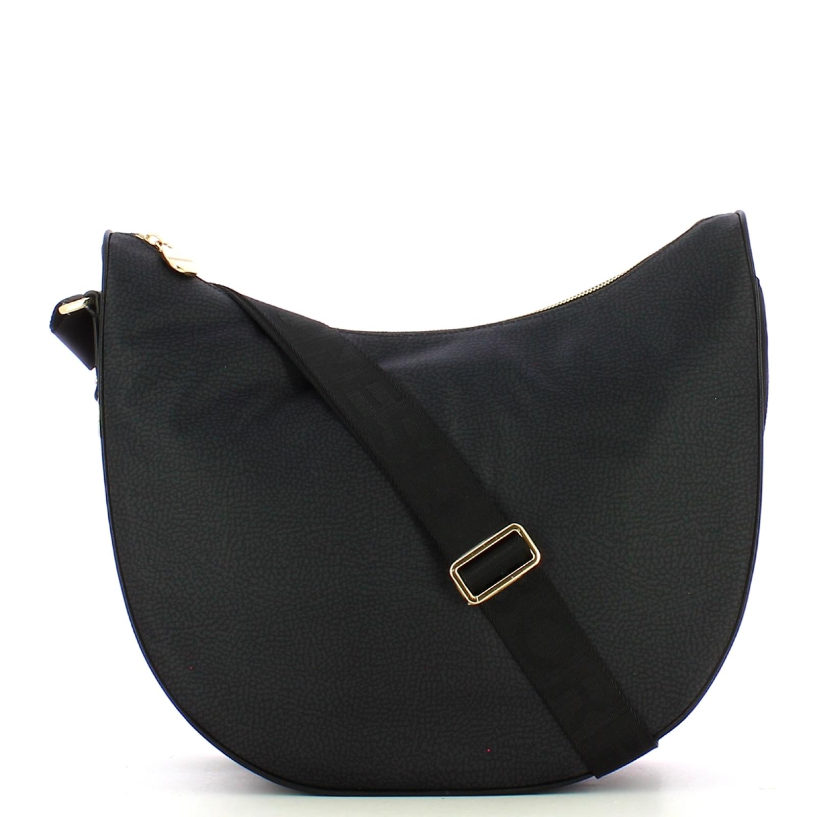 Borbonese Borsa Luna Medium in Nylon Riciclato Dark Black - 1